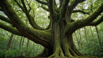 Et levende tre i en skog, symboliserer liv og vekst.