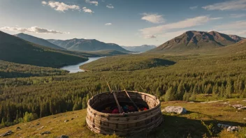 En tradisjonell samisk lavvo i fjellet.