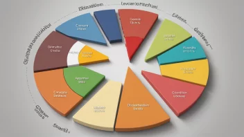 En illustrasjon av en kakediagram som viser fordelingen av forbruksmønster i et samfunn, med ulike fargede skiver som representerer ulike kategorier av varer og tjenester.