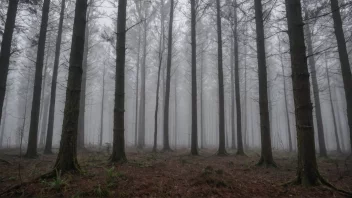 En mystisk skog med et svakt lys i det fjerne, som symboliserer et uløst mysteri.