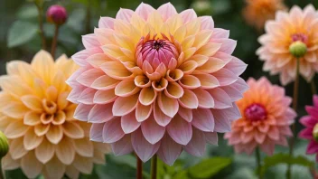 En vakker dahlia i en hage.