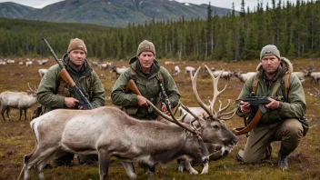 En gruppe jegere i norsk natur, på jakt etter reinsdyr.