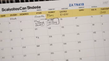 En arbeidsrota eller kalender med notater og påminnelser.