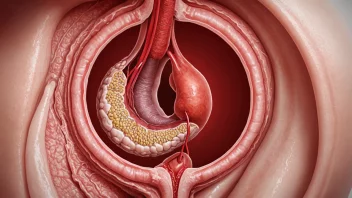 En illustrasjon av kvinnens forplantningssystem med fokus på cervixcancer.