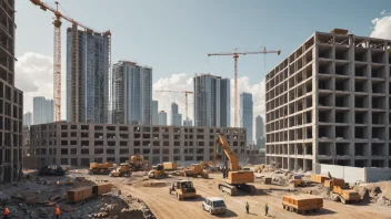 Et bilde av et hotellutviklingsprosjekt, med en bysilhuett i bakgrunnen og en byggeplass i forgrunnen.