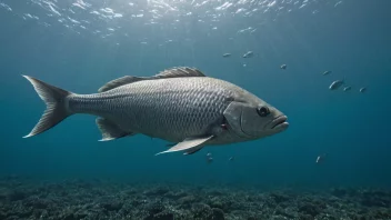 En gigantfisk som svømmer i havet.