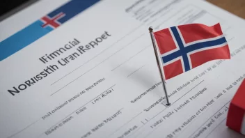 En årsrapport eller presentasjon med norsk flagg i bakgrunnen.