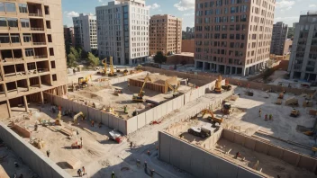 Et bilde som viser en byggeplass med et kommunestyremøte i bakgrunnen, som understreker betydningen av byggesakspunkt.