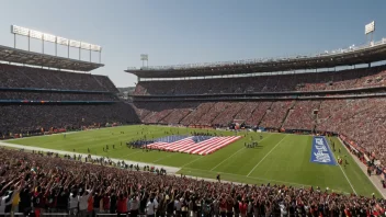 Et fotballstadion med en levende atmosfære