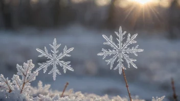 En liten snørte som faller på et vinterlandskap.