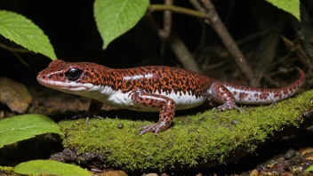 Et bilde av en Caudata, en type salamander, i sin naturlige habitat.