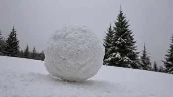 En snøkule som ruller nedover en bakke.