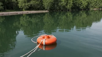 En flytende bøye i vannet, som markerer et område for fortøyning eller oppbevaring av båter