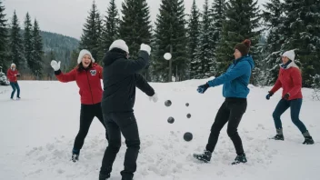 En morsom og actionfylt snøballkamp i et vinterlandskap