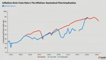 En graf som viser inflasjonsraten over tid, med en rød linje som indikerer målinflasjonsraten og en blå linje som viser den faktiske inflasjonsraten.