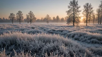 Et vinterlandskap med frost og lave temperaturer, som illustrerer begrepet frostrøkens