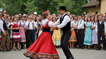 Et par som danser en tradisjonell polsk mazurka.