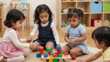 En gruppe små barn som leker sammen i en barnehage eller kindergarten.