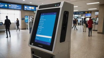 En selvbetjeningsterminal med skjerm og tastatur.