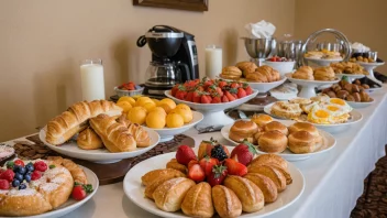 En frokostbuffet med et utvalg av matvarer.