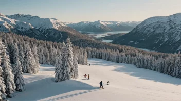 Et norsk skisted med mennesker som nyter vinteridrett.