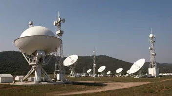 En moderne mottakstasjon med antenner og parabolantenner