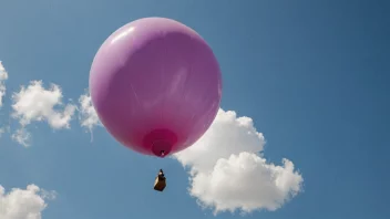 En fargerik illustrasjon av en ballong fylt med helium, som flyter i luften, omgitt av forskjellige gasser og væsker.