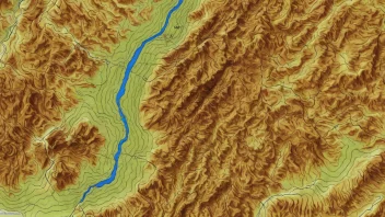Et detaljert topografisk kart som viser terrengformasjon og høyder i et bestemt område