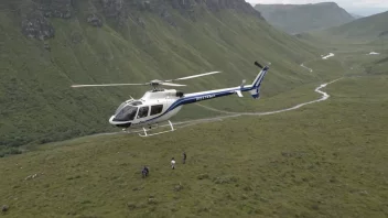 Et helikopter i luften, med en vakker utsikt over det omkringliggende landskapet.