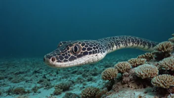 En havslange som svømmer i havet.