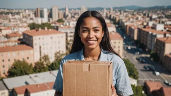 En person som holder en omsorgspakke med et smil, viser takknemlighet for tanken og innsatsen som er lagt i den.