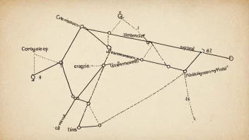 En illustrasjon av noen ord som er koblet sammen med linjer, som representerer konseptet sammenknyttingsord.