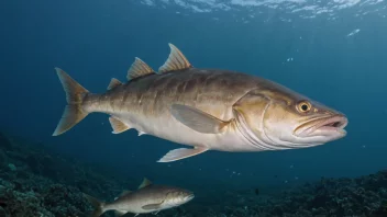 En stor torskefisk som svømmer i havet.