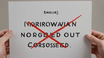 En person som holder et skilt med et norsk ord streket ut og erstattet med et engelsk ord, som symboliserer prosessen med denorskifisering.