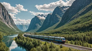 Et norsk tog som kjører langs en naturskjønn rute.