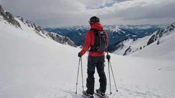 En person som bærer skikjøringsutstyr på et snødekt fjell.