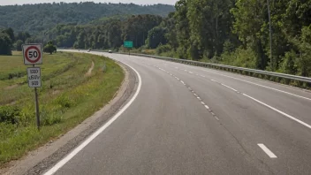 En fartsgrense-skilt på en motorvei med en minsthastighet på 50 km/t.