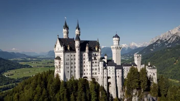 Et malerisk landskap av Neuschwanstein-slottet i Bayern, Tyskland.