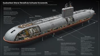 Et bilde av en ubåts skrogstruktur, som viser dens kompleksitet og betydning.
