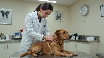 En veterinær undersøker en hund.