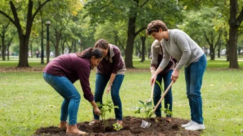 Folk fra en miljøvernorganisasjon planter trær