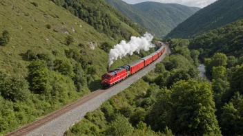 Et tog som gjør nødstop i et naturskjønt landskap