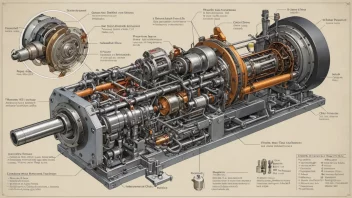 Et bilde som viser ulike typer maskiner og mekaniske systemer, med fokus på deres oppbygning og funksjon.