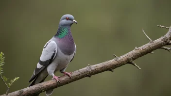 En duefugl sittende på en gren, synger sin vakre sang.