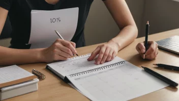 En person som sitter ved et skrivebord med en kalender og en gjøremålsliste, ser organisert og fokusert ut.