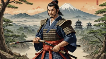 En samurai-kriger som holder en rull med bushikodeksen, som symboliserer viktigheten av ære og etikette i japansk kultur.