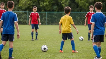 En fotballskole med barn som spiller og lærer fotball