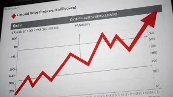 En graf som viser en økning i oljeprisene.