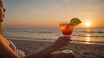 En fredelig strandscene med en person som nyter sin vakasjon