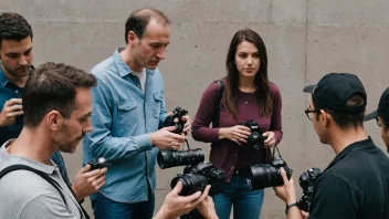 En gruppe mennesker med kameraer, diskuterer og deler sine fotograferfaringer